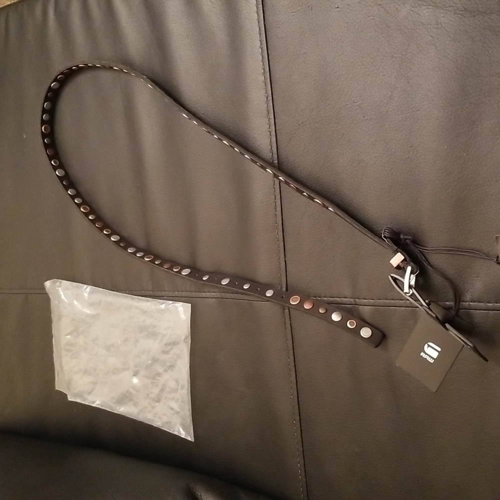 G- star raw women's black,with silver and copper color studded size 90 belt